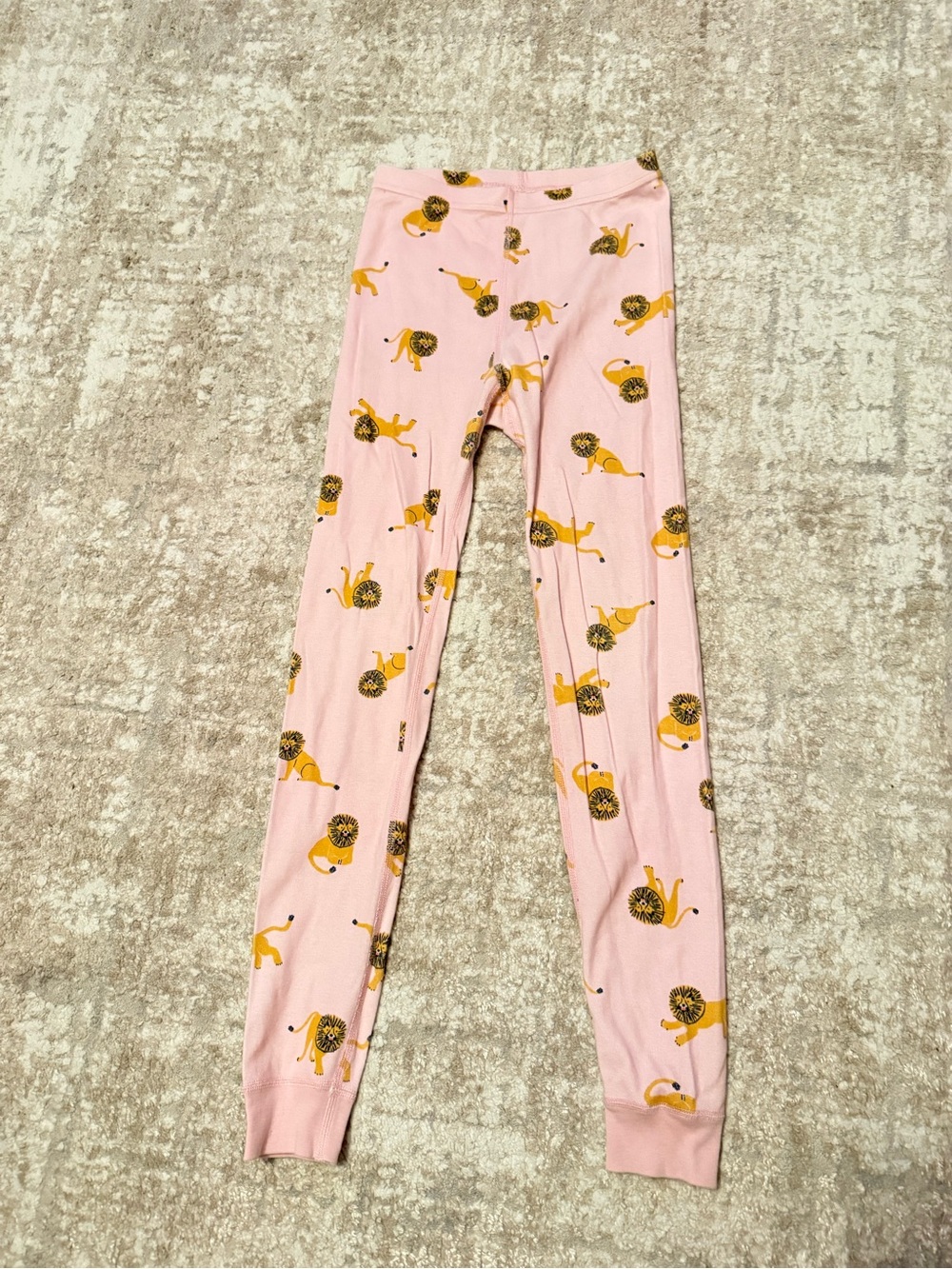Hanna Andersson Pink Pajama Pants with Yellow Lion Print size 10